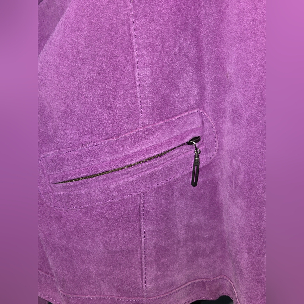 JONES NEW YORK Leather Moto Jacket Purple Sz XL - Picture 3 of 11
